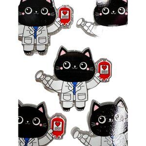 10 pc glitter Cat RN Nurse Phlebotomist acrylic flat back charm for badge reels